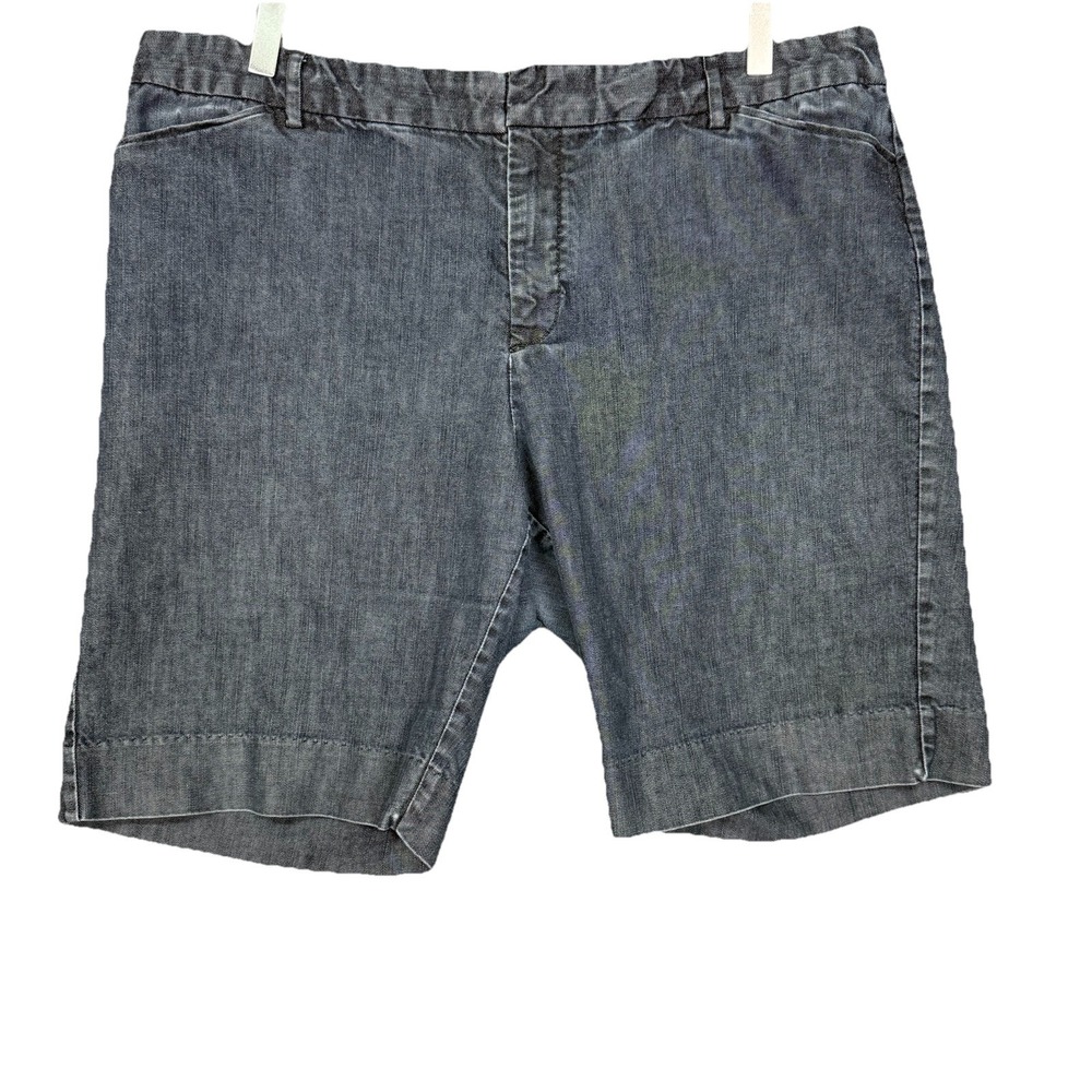 Gap‎ Shorts Womens 16 Blue Bermuda Dark Wash High Rise 10" Inseam Denim Stretch